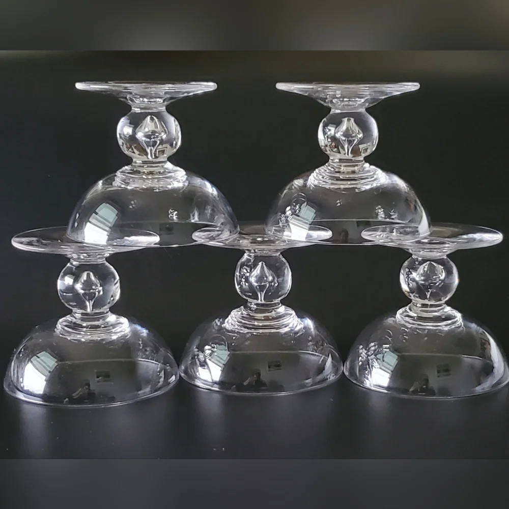 (5) Crystal Low Profile Ball Stem Sherbet Glasses - Picture 3 of 4